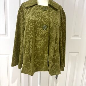 NWT RQT XL Olive Green Women's Jacket jacquard Autumn Apparel new